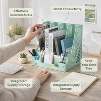 4 Tier Vertical File Organizer for Office Desk, Desktop Rack Standing Holder for A4 Documents Workstation for Workers