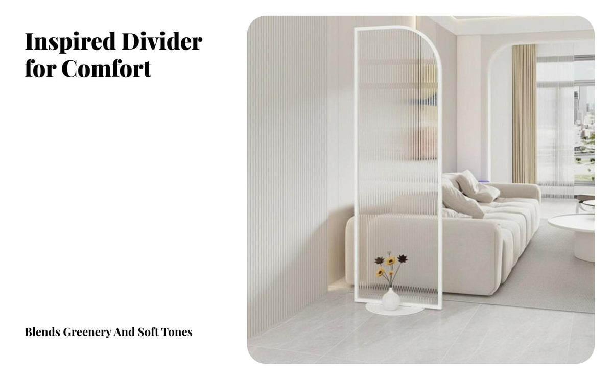 Drillno-Drill Installation Drilllessstanding Fluted Glass Panel Modern Design Room Divider Translucent Panels Partition Screen Privacy-Enhancing for Apartment Dwellers, Interior Designers, Office Workers, Entryway, expansivePlan Areas, Bedroom, Events