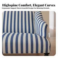 French Country Design Highrear Wooden Frame Settee Vintage design Small Sofa Latex padding Loveseat Breathable Fabric for Apartment Dwellers, partners, Homeowners, perusing alcove, Lounge Area, Bedroom, Office