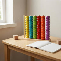 Wooden Bead Counting Rack Toy Painted Beads Bead Counting Toy Fine Motor Skills Preschool Learning Board for Children