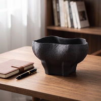 Pedestal Bowl Decorative Gourd-Shaped Bowl Matte Ceramic Vessel with Pedestal Base for Entryway Table