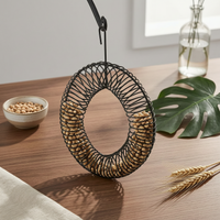 Wreath Peanut Bird Feeder Squirrel Feeder Steel Wreath-Shaped Large Capacity Wildlife Feeding Supply for Yard, Patio