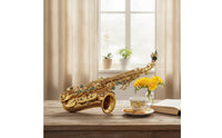 Glossy Curved Saxophone Smooth B-Flat Saxophone Compact Woodwind Instrument Portable for Students, School Band