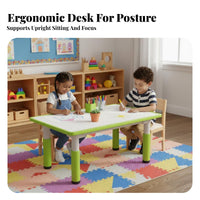 Wipe-Clean Desktop Peanut Shaped Play Table Non-Slip Feet Toddler Doodle Desk and Chair Child-Safe Design Kids Table and Chair Set Food-Grade Material for Toddlers, Preschoolers, Teachers, Kindergarten, Arts & Crafts, Playroom, Classroom