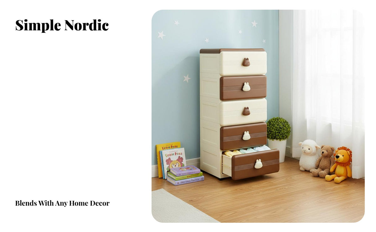 Space-Saving Plastic Chest of Drawers Large Capacity Kids Toy Storage Cabinet Long-Lasting PP Material Multi-Layer Drawer Organizer Easy to Clean for Toddlers, Families, Parents, Nursery, Playroom, Bedroom, Bathroom