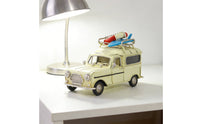 Model Van with Surfboards Diminutive Retro Metal Van Model Nostalgic Ornament for Tabletop