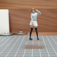 1:64 Scale Female Figure 3D Printed JK Style Mini Figurine Hand Painted Model Car Scene Figure for Hobbyists, Collectors