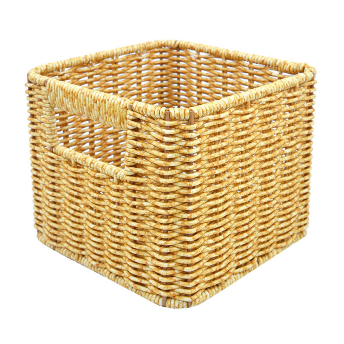 Faux Rattan Basket Handwoven Woven Storage Basket Woven Organizer Bin Compact Natural-Style for Desk, Shelf