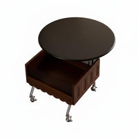 French Retro Aesthetic Petal-Shaped Lift-Top Table Height Adjustable Sofa Side Table Multi-Functional Household Furniture Space Saving for Apartment Dwellers, Interior Decorators, Living Room, Small Areas, Bedroom, Home Office