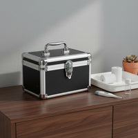 Portable Tool Case Lockable Latch Locking Makeup Train Case Easy to Clean Aluminum Frame Storage Box for Technicians, Home, Work