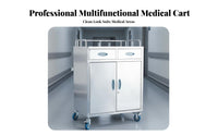 Easy-to Stainless Steel Medical Trolley Lockable Casters Rolling Instrument Cart Versatile Design Tooth Care Supply Cabinet on Wheels Heavy Duty for Dentists, Beauticians, Phlebotomists, Medical Facility, Operating Room, Laboratoryoratory Oratory