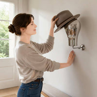 Mannequin Head Wall Mount Space Saving Silver Chrome Head Display