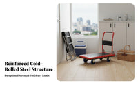 Portable Folding Platform Cart Space Saving Flatbed Hand Truck Quiet Wheels Foldable Push Cart Easy Maneuverability for Delivery Personnel, Warehouse Workers, Office Employees, Home, Workshop, Loading Dock, Garage