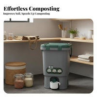 Bokashi Compost Bin Produces Liquid Soil Enhancer 15L Food Waste Fermenter Kitchen Compost Bin Airtight Closure for Gardeners