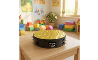 Tambourine Handheld Tambourine with Metal Jingling Discs Wooden Hand Drum for Kids, Young Children, Music Lessons, Classroom