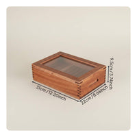 Wooden Sushi Box Clear View Lid Sashimi Presentation Box Versatile Japanese Serving Tray for Restaurant