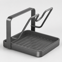 Carbon Steel Pot Lid Holder, Single Layer Countertop Lid Rack with Drip Tray, Space Saving Kitchen Organiser