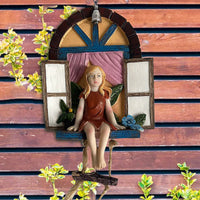 Fairy Window Ornament Whimsical Hanging Garden Sculpture Magical for Patio