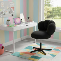 Comfortable Armless Vanity Chair Soft Upholstery Luxurious Makeup Stool Easy Assembly Adjustable Height Task Chair for Women, Girls, Bedroom, Dressing Table