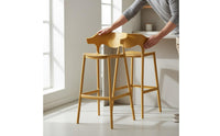 Minimalist High Stool with Backrest Single-Piece Molded Stackable Counter Height Chair Modern Plastic Bar Stool for Kitchen