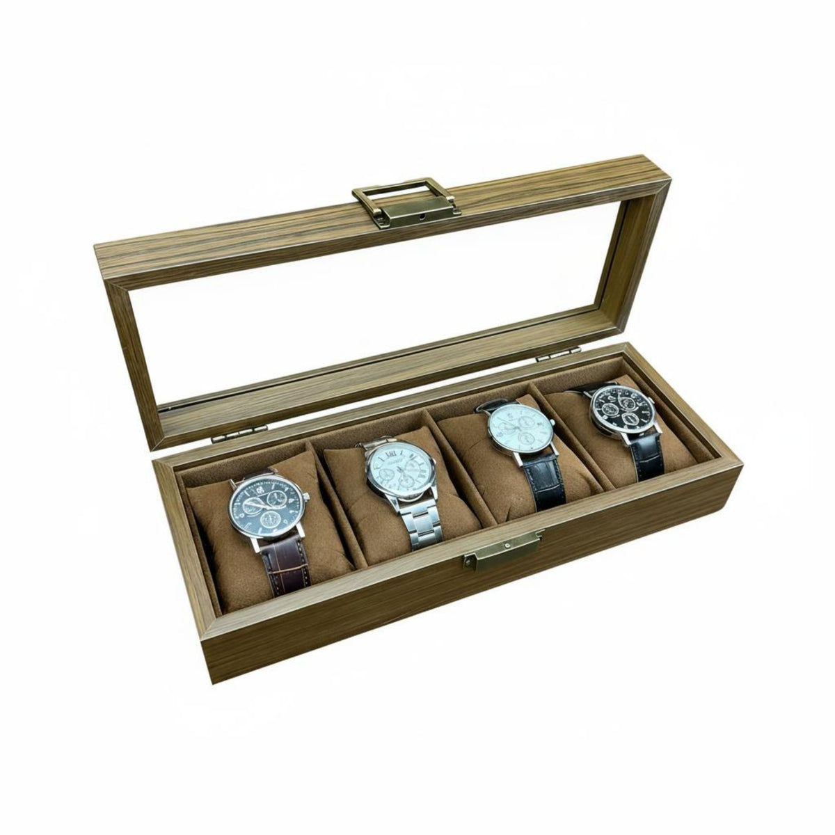Clear View Lid Watch Storage Box Premium Design Watch Display Case Dust-Proof Soft Interior Pillows for Men, Bedroom, Closet