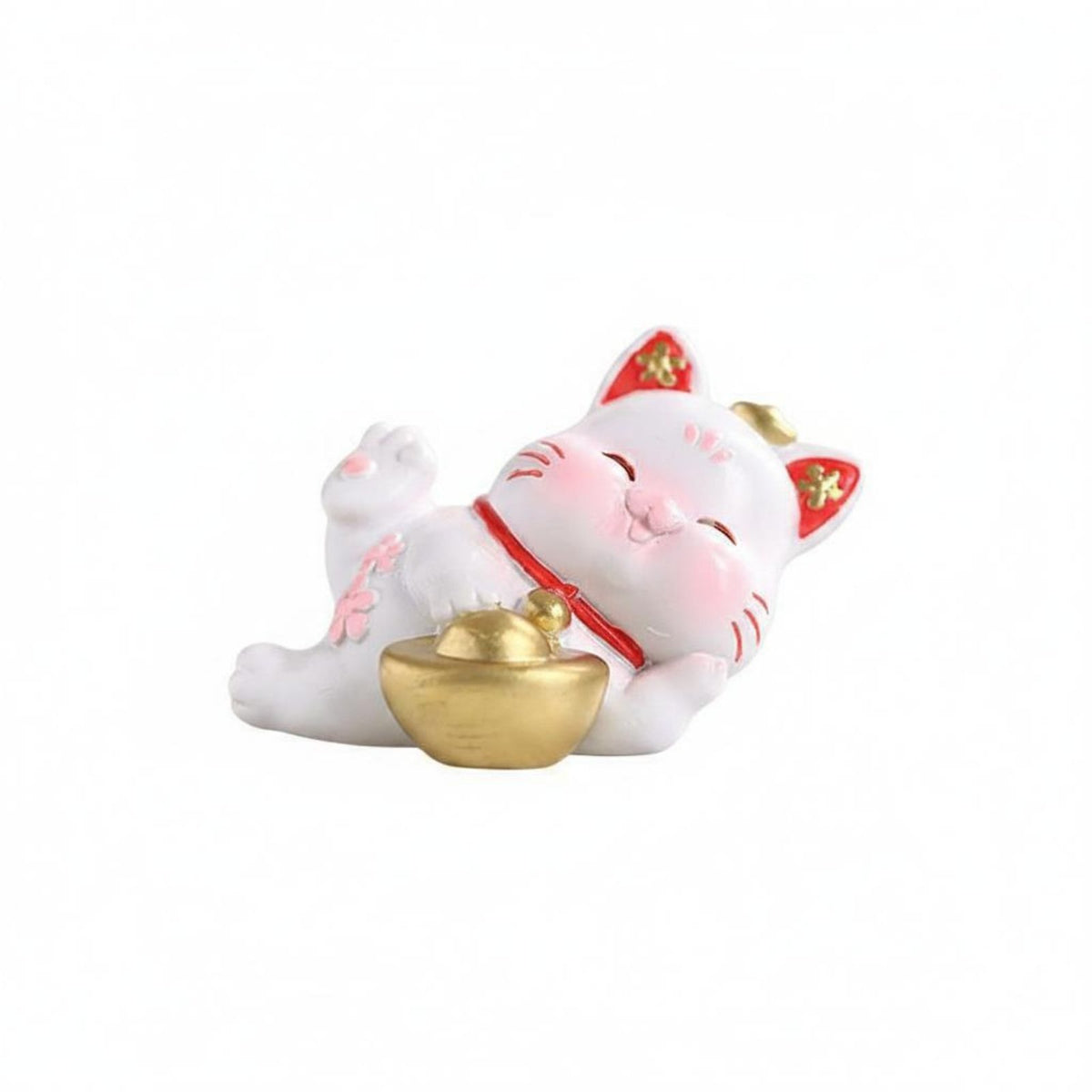 Wealth Symbol Fortunate Feline Statue Prosperity Maneki Neko Figurine Cute Design Fortune Feline Ornament Resin for Office, Entryway