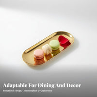 Golden Oval Plate Nordic design Oval Metal Plate Elliptical Shape for Cafe, Hosts