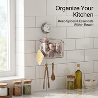 Wall Mounted Storage Box, Reusable Suction Cup Organizer, Kitchen Hanging Basket, Washable PET Material Storage Basket, Garlic Onion Storage