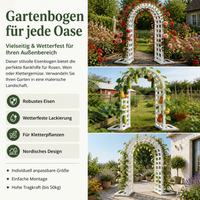 Garden Arch Made of Iron Metal, 30mm Pipe, Painted, for Climbing Roses, Ivy, Grapes & Flowers, Nordic Style, 40cm Deep, 12kg Garden Arch