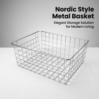 Storage Basket with Nordic Metal Wire Mesh Design for Pantry Organisers and Trapezoid Shape for Easy Access to Fruit and Snacks