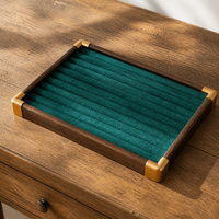 Vintage Wood Grain Jewelry Display Tray for Necklaces, Bracelets, and Pendants