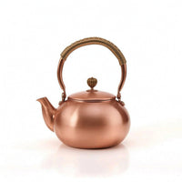 Curved Spout Copper Tea Kettle Wrapped Handle Tea Kettle with Lid Large Capacity Handmade for Hosts, Kitchen