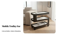 Modern Design Multi-Tier Storage Rolling Trolley on Wheels Space-Saving Design 3-Tier Rolling Stand Easy to Clean Wheeled Side Table Sturdy Construction for Apartment Dwellers, Office Workers, Living Room, Bedroom, Kitchen, Bathroom