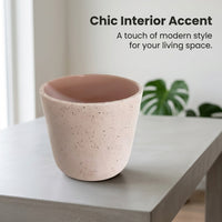 Large Outdoor Concrete Planter for Garden, Handmade Cement Floor Standing, Pink Flower Pot Terrazzo Style, 26cm Diameter