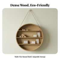 Round Wall Shelf Sturdy Wood Circular Hanging Shelf Circular Display Rack Multi-Tier Design Boho Wall Decor Hardware-Effortless