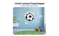 Soccer Ball Wall Decal Self Soccer Ball Decal Cling Cracked Wall Football Sticker for Kids, Boys, Party, Bedroom, Man Cave