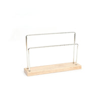 Gold-Tone Earring Display Stand Minimalist Wood Base Jewelry Stand