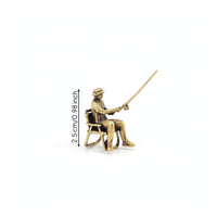 38 Mm Seated Fisherman Figurine Shiny Brass Fishing Figurine Sculpted Mini Brass Fishing Model Small Scale for Diorama, Micro-Landscape Display