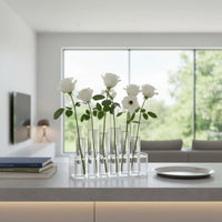 Test Tube Vase Light Luxury Water-Based Test Tube Set Elegant Design Single Stem Flower Holder for Living Room, Windowsill, Wedding Centerpiece