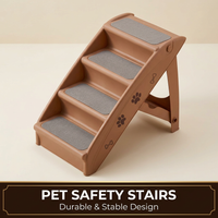 Plastic Dog Stairs, Beige Pet Climbing Ladder for Small Dogs, Non-Slip Bedside Steps for Cats, Foldable Pet Ramp for Home Use, 433 Climbing Ladder