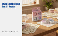 DIY Nail Art Sequins, 4-Round Bottle Box, Floral Pieces, Leaf Sparkle, Face Decoration