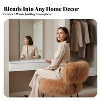 Nordic Design shaggy Armchair Light Luxury Aesthetic Accent Chair Plush Texture Vanity Stool Modern Sculptural Look for Interior Designers, Makeup lovers, boudoir, Photo Studio, Boutique, Entryway