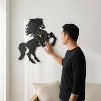 Modern Horse Silhouette Clock Large Size Horse Wall Clock Timepiece