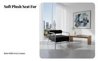 Bauhaus Inspired Century-Century Reading Seat Modern Design Cylindrical Frame Armchair Minimalist Aesthetic Lounge Chair Luxuriously Soft Cushion for Interior Designers, Business Owners, Alternative Ice Workers, Living Room, Boutique, Reception Area