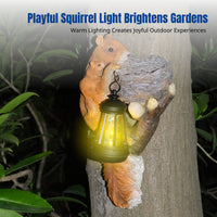 Resin Squirrel Solar Hanging Light, Outdoor Garden Decor, Waterproof Yard Sculpture