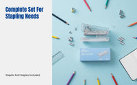Mini Stapler Set, Transparent Design, Staple Remover, Student Stationery Kit, Portable Office Supplies