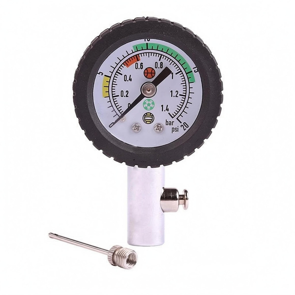 Two-Scale Scale Sports Ball Pressure Gauge Metal Body Ball Pressure Gauge Inflation Needle Release Valve