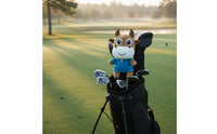 Soft Bulldog-Design Headcover Brown and White Cute Creature Golf Headcover Blue