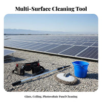 Photovoltaic Panel Cleaning Tool Adjustable Height Extendable Pole Cleaning Brush 180° Rotatable Head Photovoltaic Panel Washing System for Outdoor
