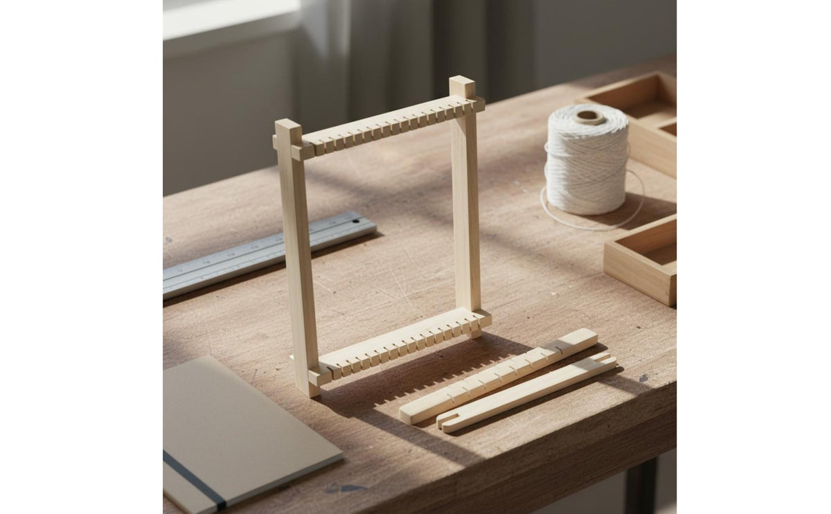 Natural Wood Mini Wooden Loom Portable DIY Tapestry Weaving Kit Creative Fun for Beginners, Kids, School Projects, Travel